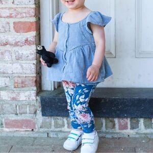 3T Posh Peanut Blue Floral Leggings
